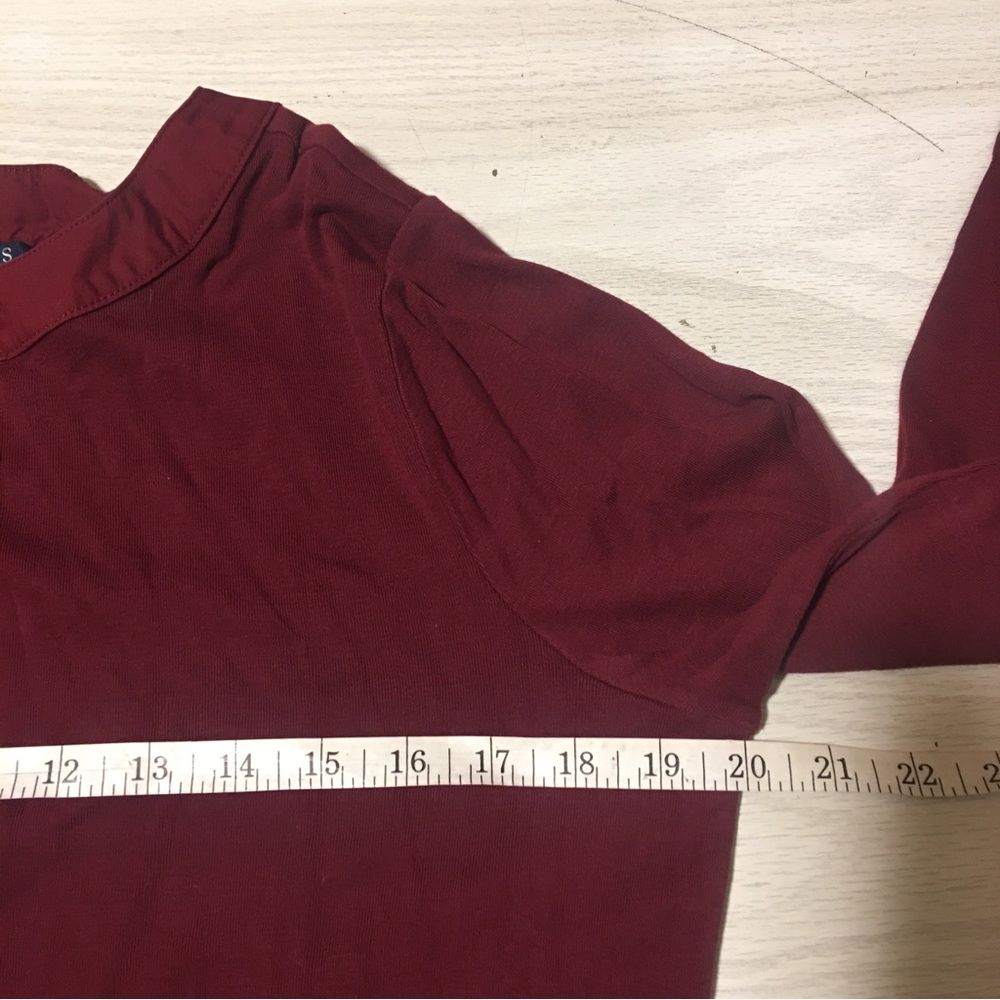 Chaps Womens Petite XL Striped 3/4 Sleeve Shirt V Neck Burgundy - Picture 4 of 6
